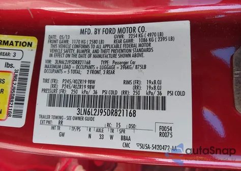 2013 Lincoln Mkz z USA, uszkodzony, nr VIN 3LN6L2J95DR821168